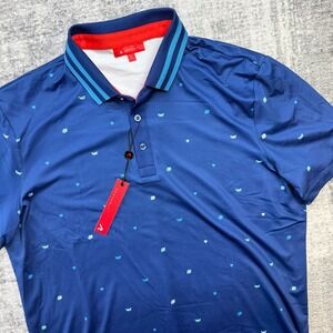 Redvanly Polo Shirt Men Large Langham Blue Geometric Golf Performance Wicking
